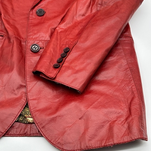 Kuhlman Genuine Leather 2 button Jacket Red Burgandy Women's Size 2 - Picture 2 of 10